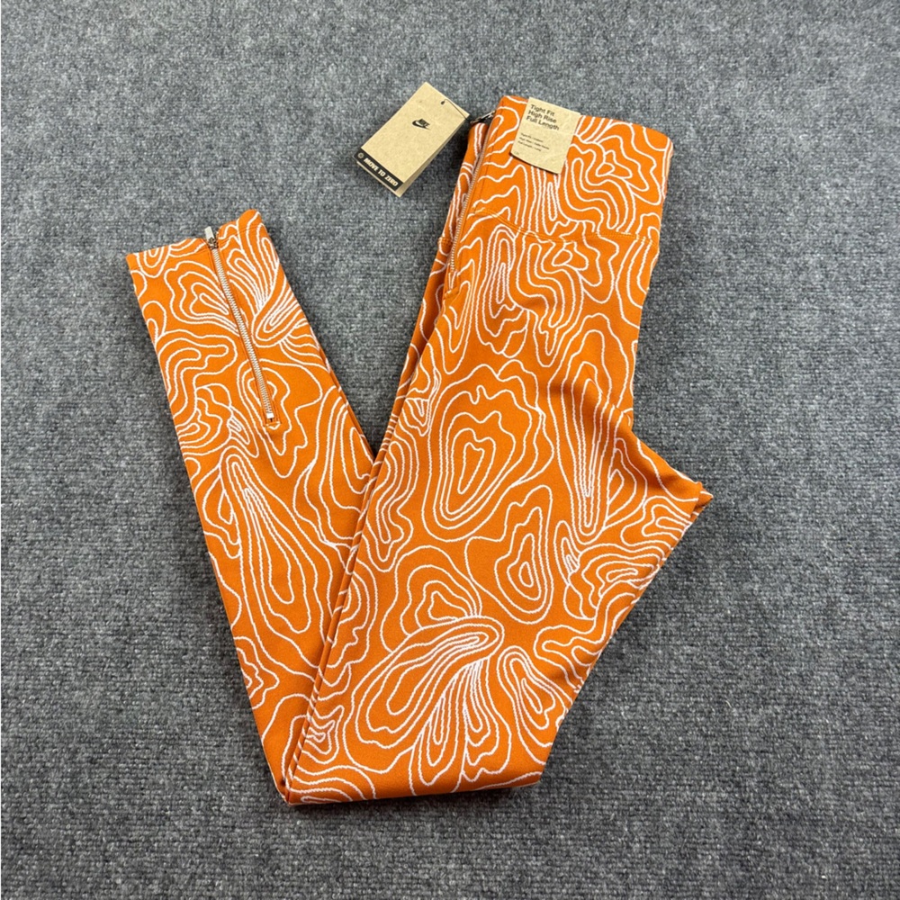 NIKE Women’s Orange Move to Zero *NWT* High Rise Full Length Leggings sz: Medium - Picture 1 of 13